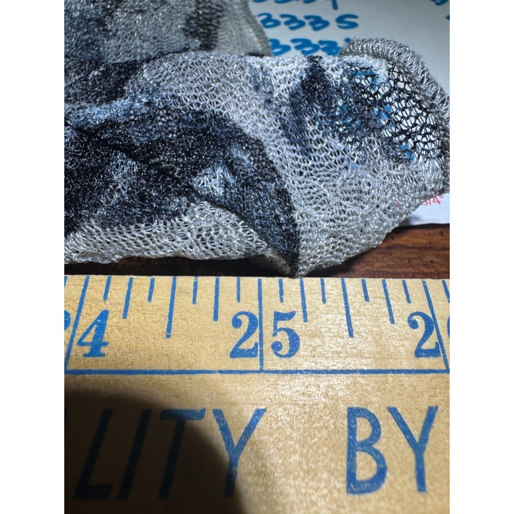 Per Una Gray Velvet Gauze Mesh Top 18 Italy Scoop Neck Stretch Mixed Media Boho - Picture 11 of 13
